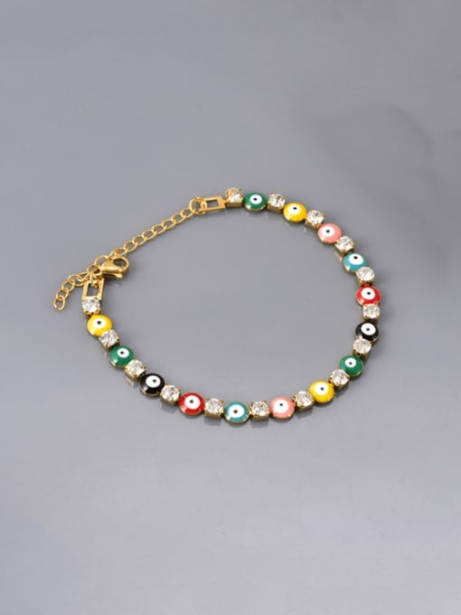 Gold Enamel Evil Eye Minimalist Bracelet