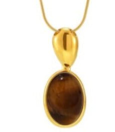 Tiger Eye Geometric Hip Hop Sweater Necklace | TARA MINI - TARA MINI