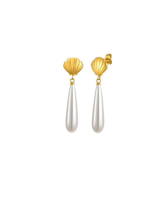 Seashell Pearl Drop Earrings