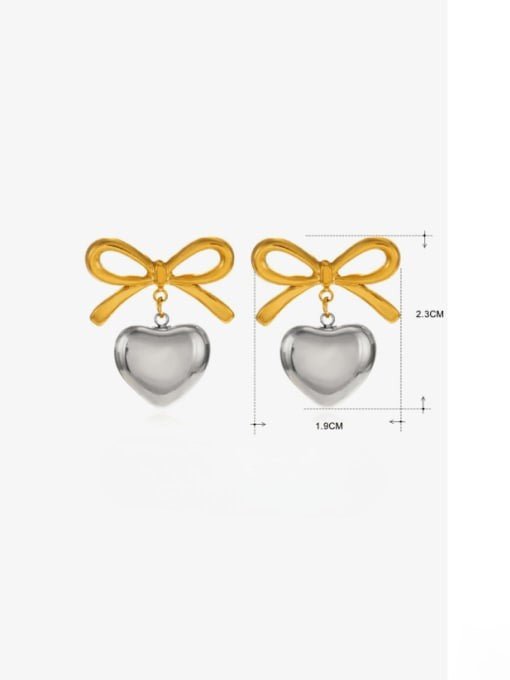 Gold Bowknot Heart Drop Earrings | TARA MINI - TARA MINI