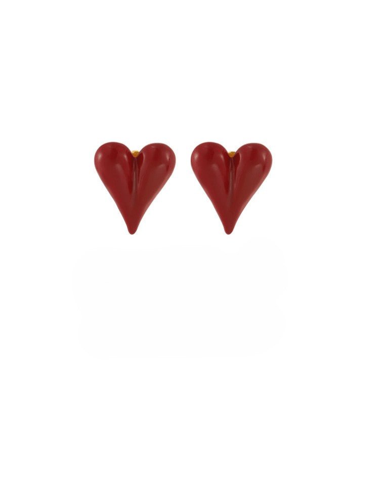 Enamel Heart Minimalist Stud Earrings Gold | TARA MINI - TARA MINI