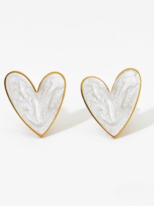 Dainty Heart Ceramic Earrings Gold | TARA MINI - TARA MINI