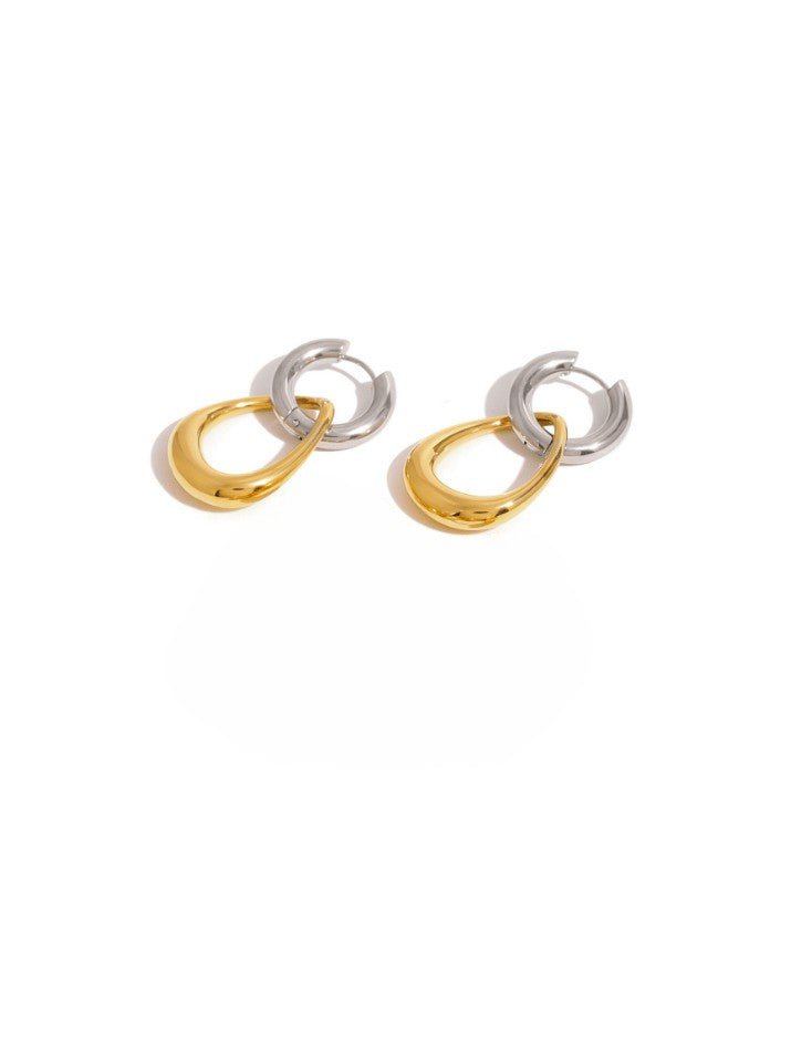 Geometric Minimalist Drop Earrings Two-Tone | TARA MINI - TARA MINI