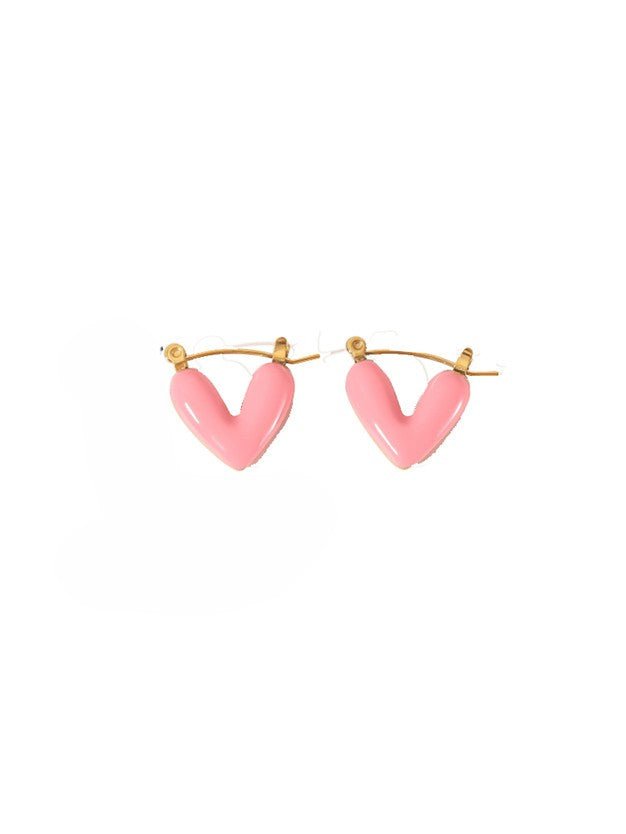 Enamel Heart Stud Earrings for Women 18K Gold | TARA MINI - TARA MINI
