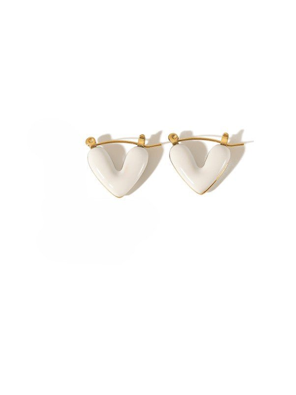 Enamel Heart Stud Earrings for Women 18K Gold | TARA MINI - TARA MINI