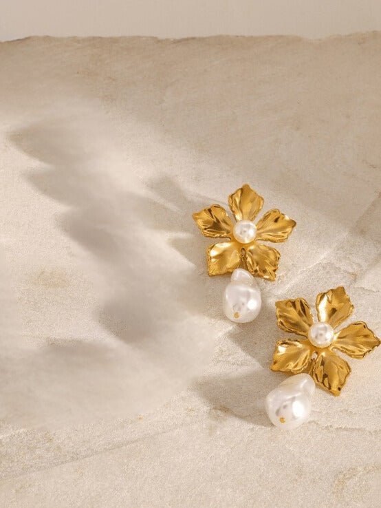 Freshwater Pearl Flower Earrings - TARA MINI - TARA MINI