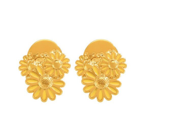 Enamel Flower Minimalist Stud Earrings | TARA MINI - TARA MINI
