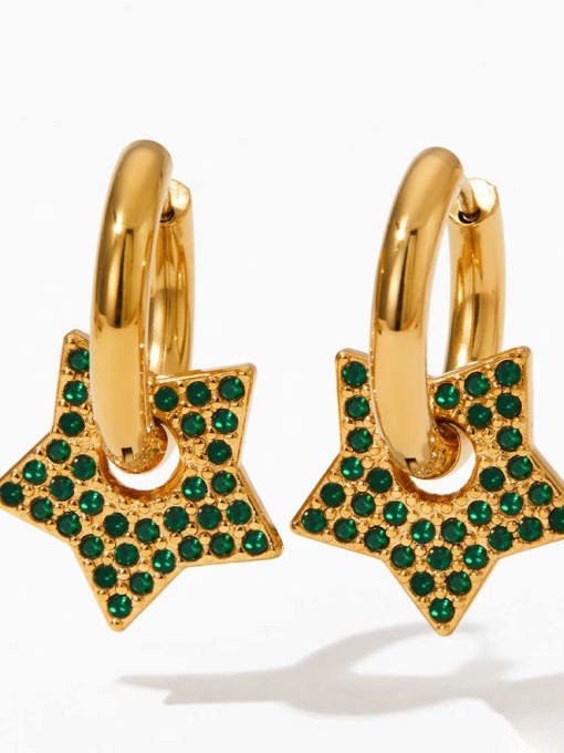 Pentagram Hoop Earrings with CZ Stones | TARA MINI - TARA MINI