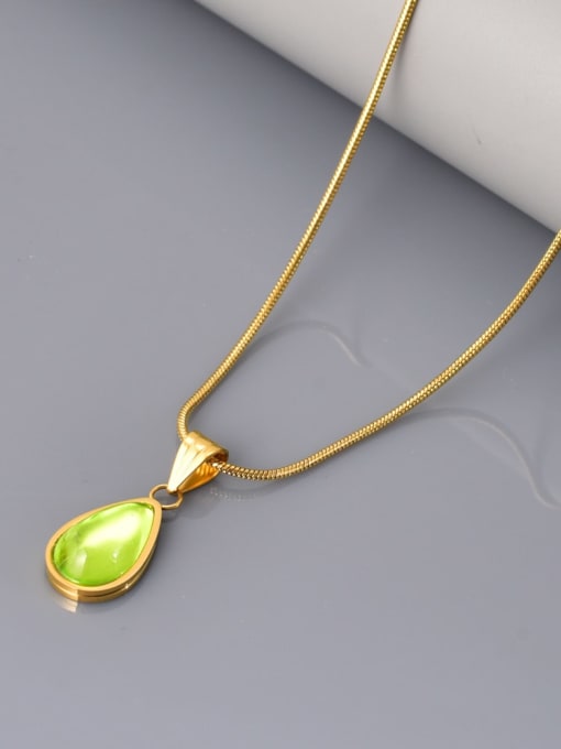 Green Water Drop Pendant Necklace