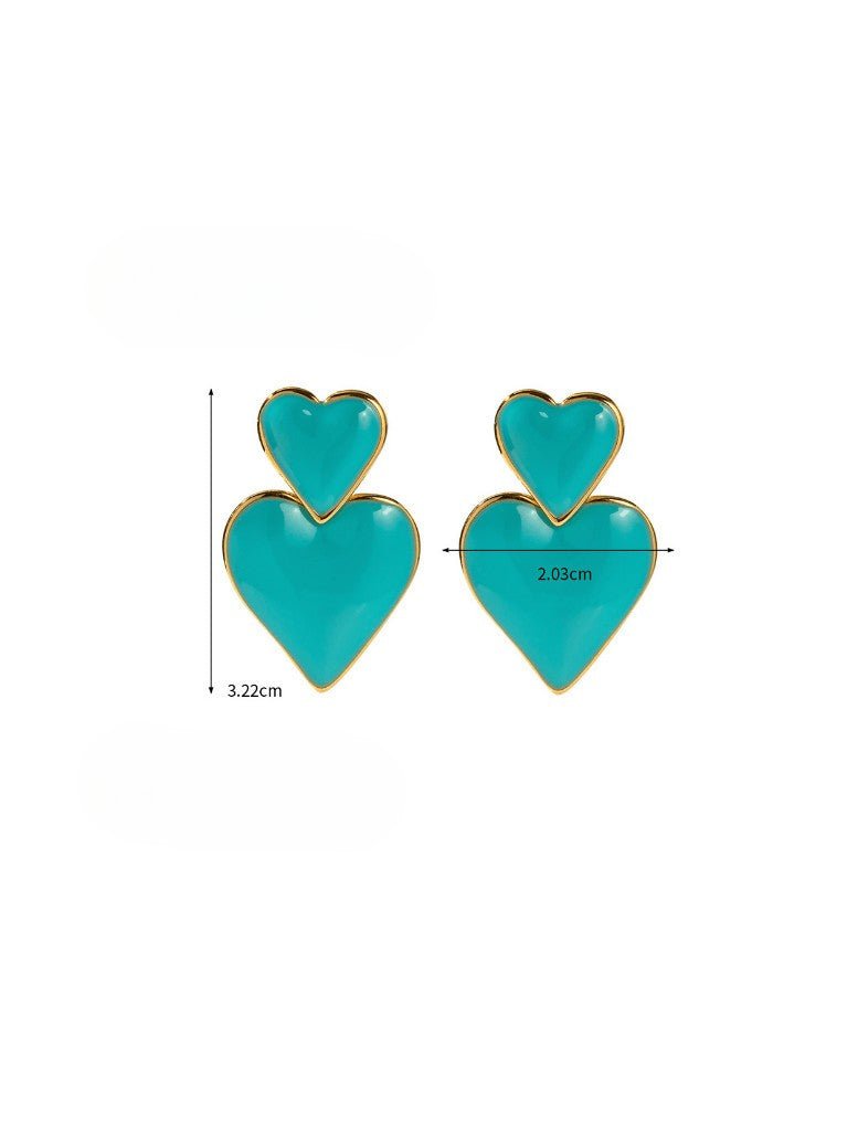 Enamel Heart Hip Hop Drop Earrings Gold | TARA MINI - TARA MINI