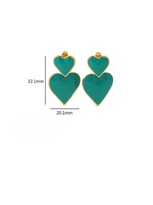 Enamel Double Heart Drop Earrings for Women 18K | TARA MINI - TARA MINI