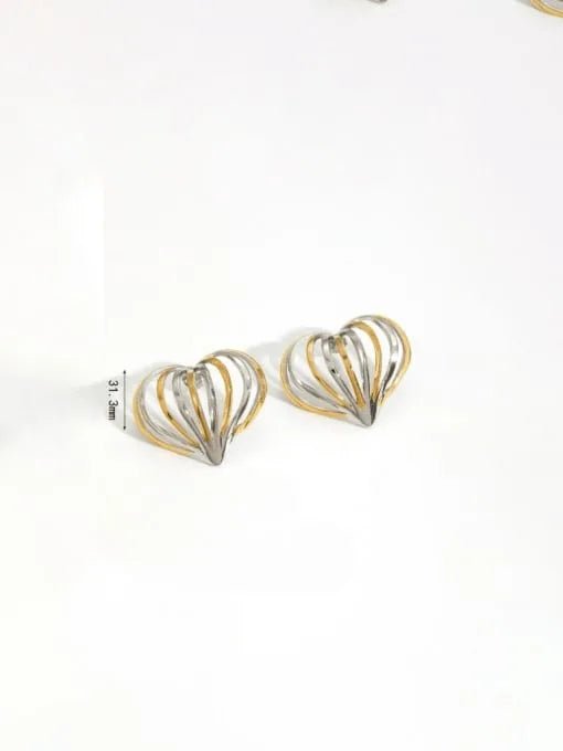 Hollow Heart Hip Hop Stud Earrings for Women | TARA MINI - TARA MINI