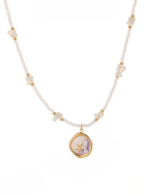 Imitation Pearl Geometric Beaded Necklace Purple | TARA MINI - TARA MINI