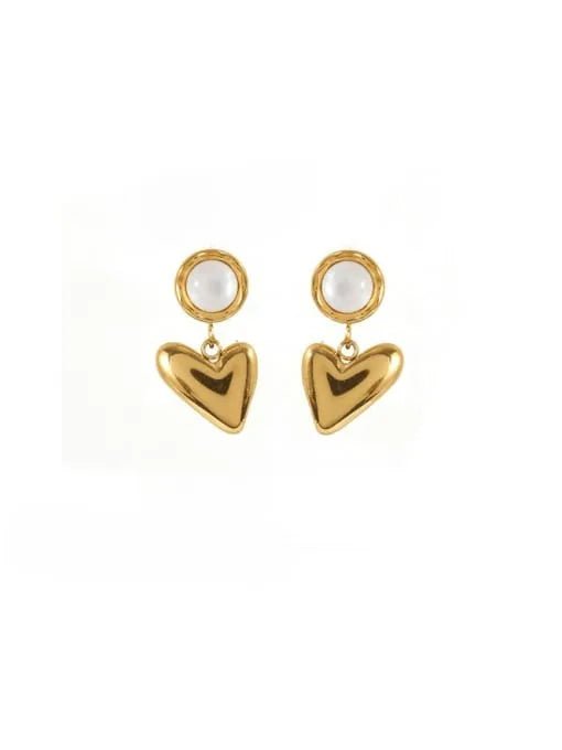Heart Pearl Drop Earrings for Women Hip Hop Style | TARA MINI - TARA MINI