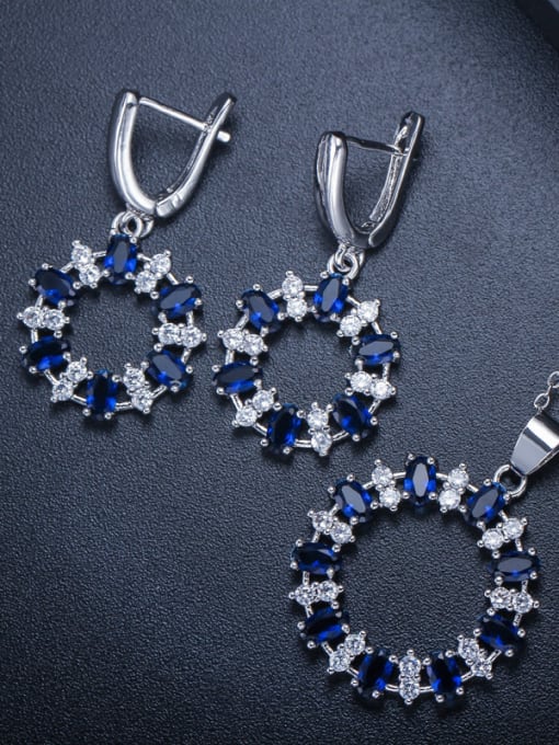 Zircon Round Necklace & Earrings 2 Set – Luxury Finish