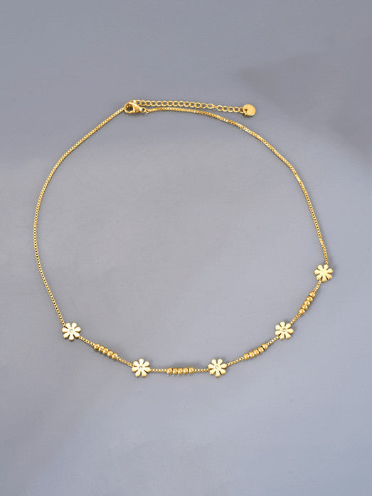 Gold Floral Bead Necklace