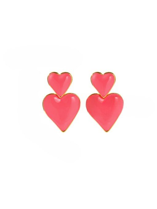 Enamel Heart Hip Hop Drop Earrings Gold | TARA MINI - TARA MINI
