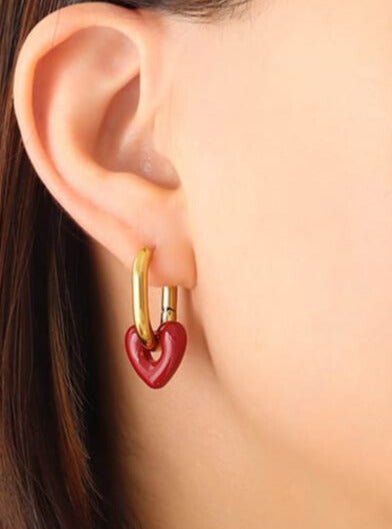 Vintage Heart Enamel Jewelry Set Gold | TARA MINI ( 2 Set ) - TARA MINI