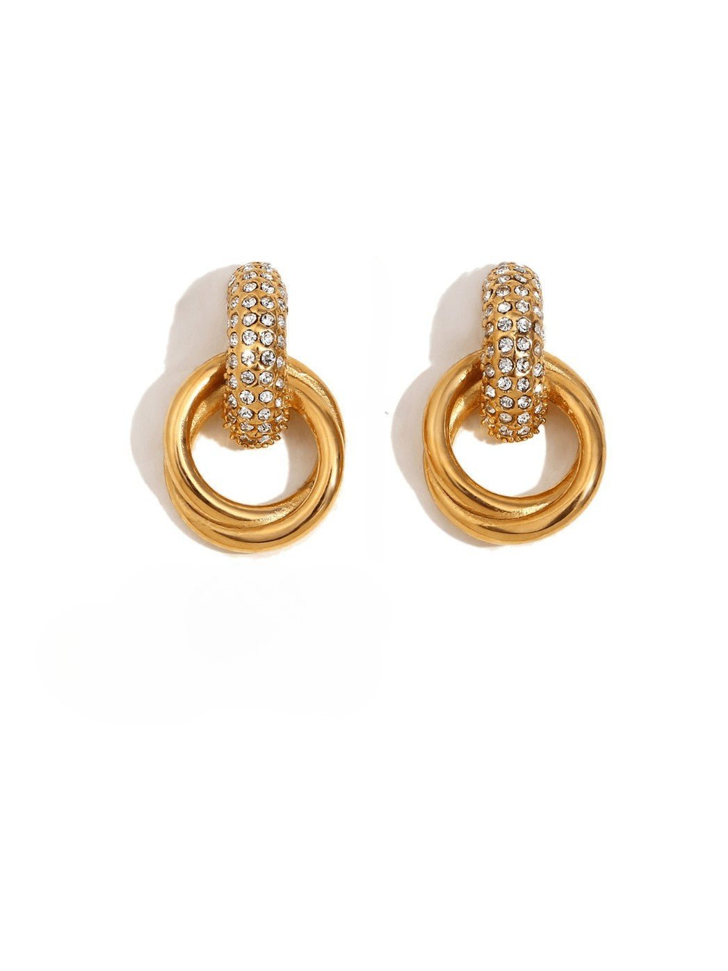 Rhinestone Gold Drop Earrings Hoops | TARA MINI - TARA MINI