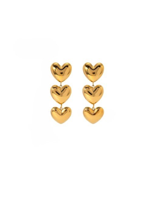 Triple Heart Drop Earrings Gold Plated | TARA MINI - TARA MINI