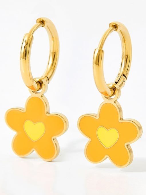 Enamel Flower Drop Earrings Gold Plated | TARA MINI - TARA MINI
