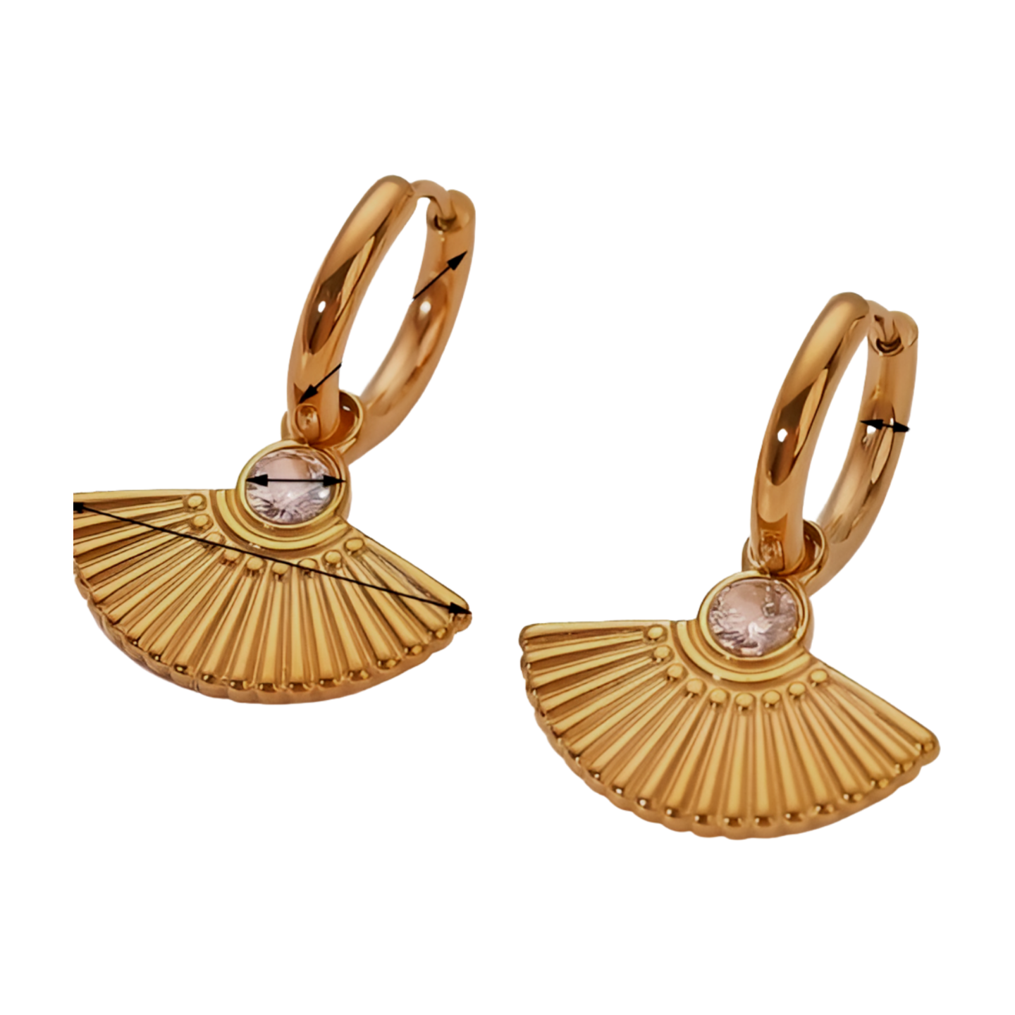Cubic Zirconia Geometric Drop Earrings for Women ( Gold )