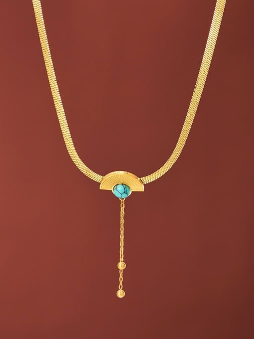 Turquoise Tassel Necklace Vintage Gold | TARA MINI - TARA MINI