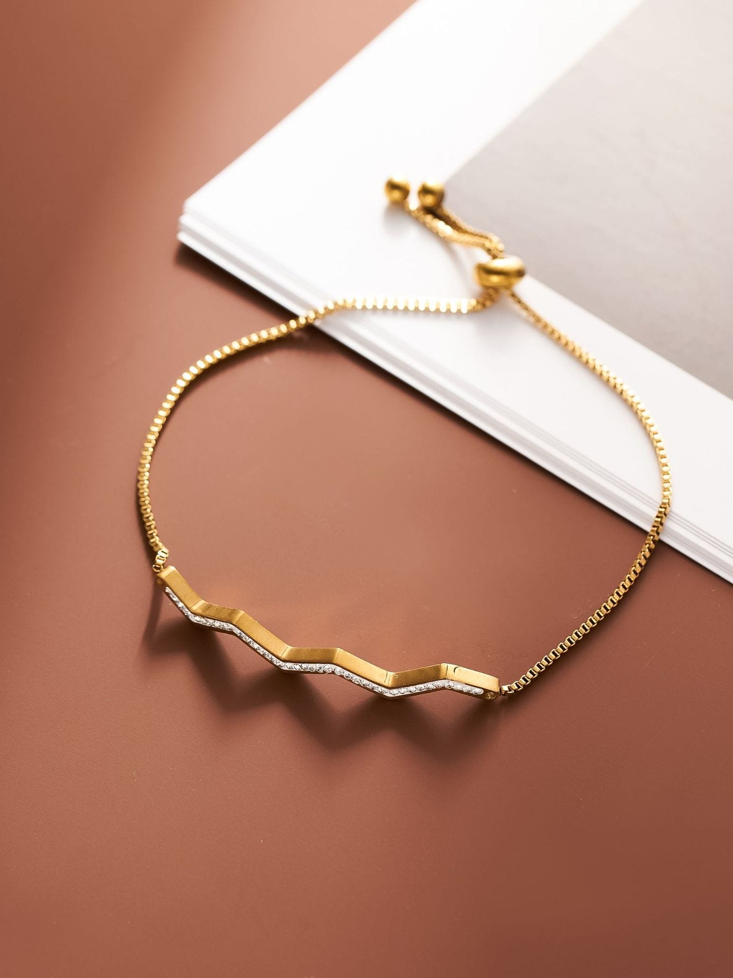 Irregular Geometric Zirconia Bracelet Gold | TARA MINI - TARA MINI