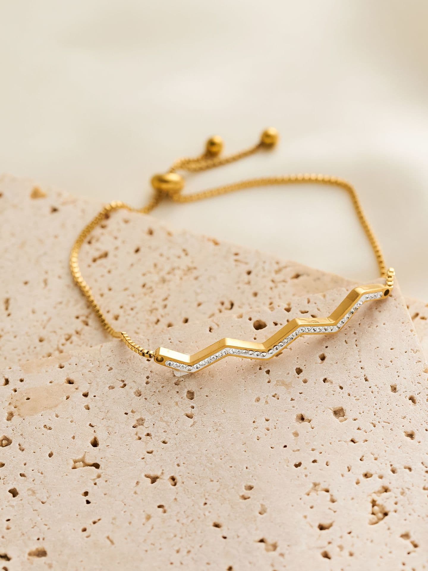 Irregular Geometric Zirconia Bracelet Gold | TARA MINI - TARA MINI