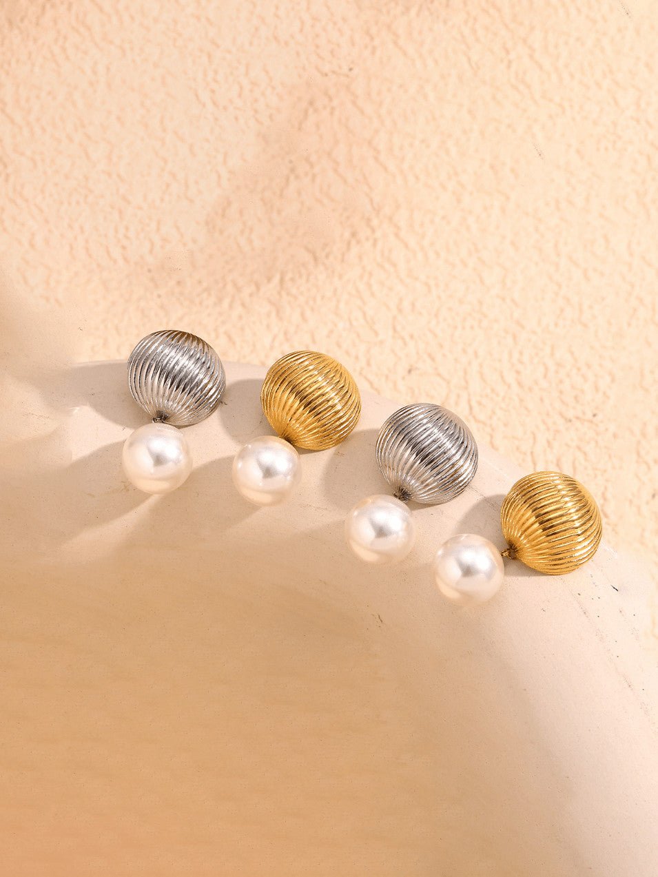 Imitation Pearl Geometric Drop Earrings | TARA MINI - TARA MINI