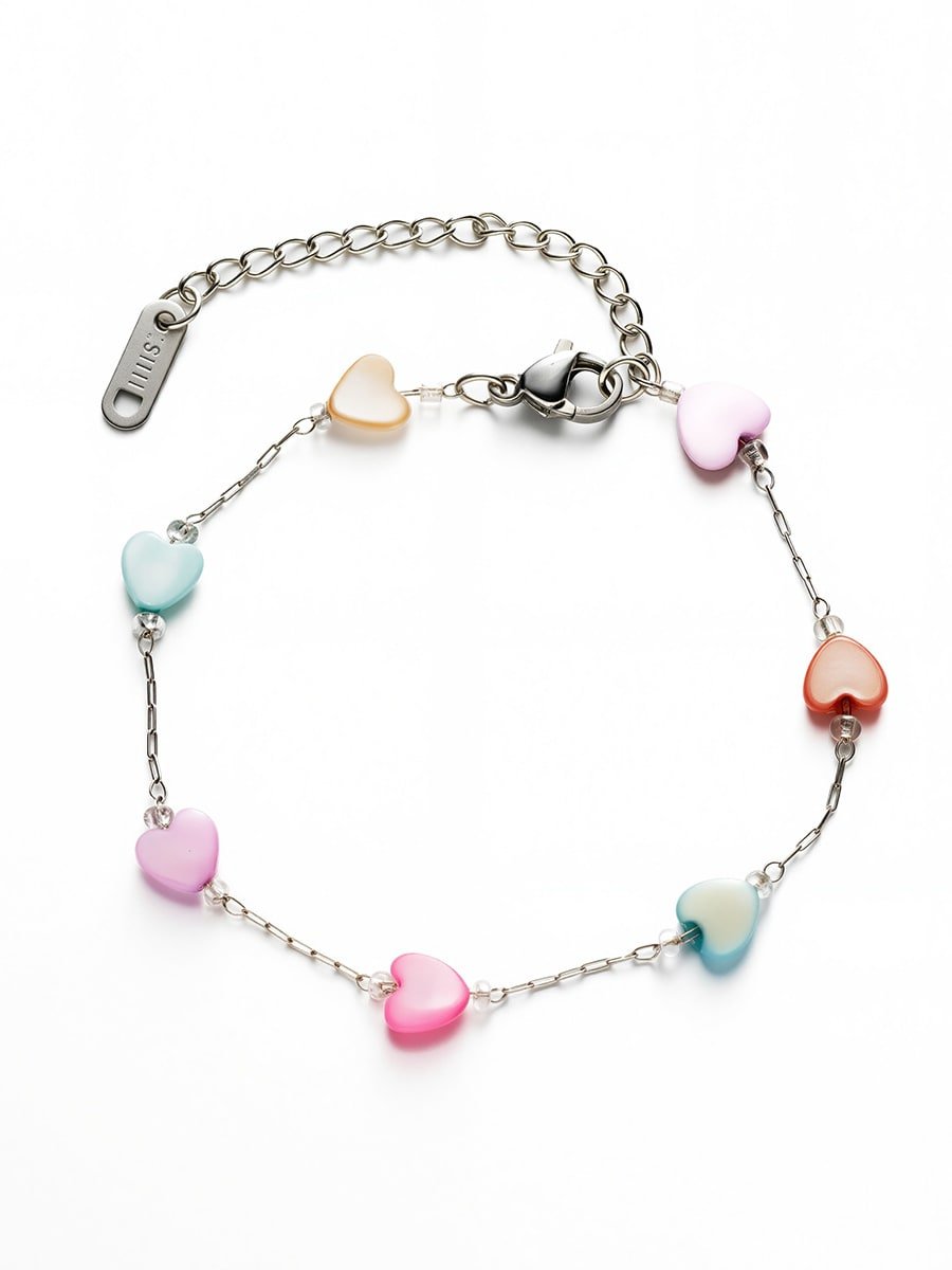 Heart Link Bracelet with Natural Stones | TARA MINI - TARA MINI