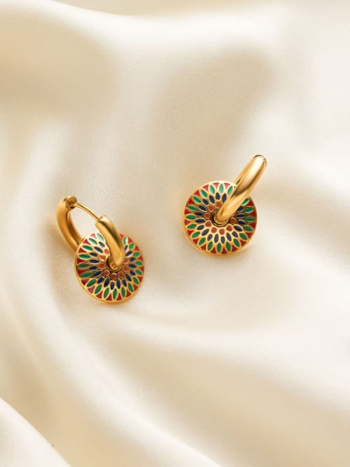 Enamel Flower Huggie Earrings for Women | TARA MINI - TARA MINI