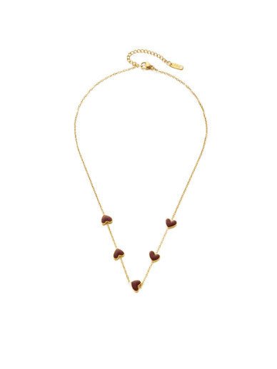 Enamel Heart Minimalist Necklace Gold Plated | TARA MINI - TARA MINI