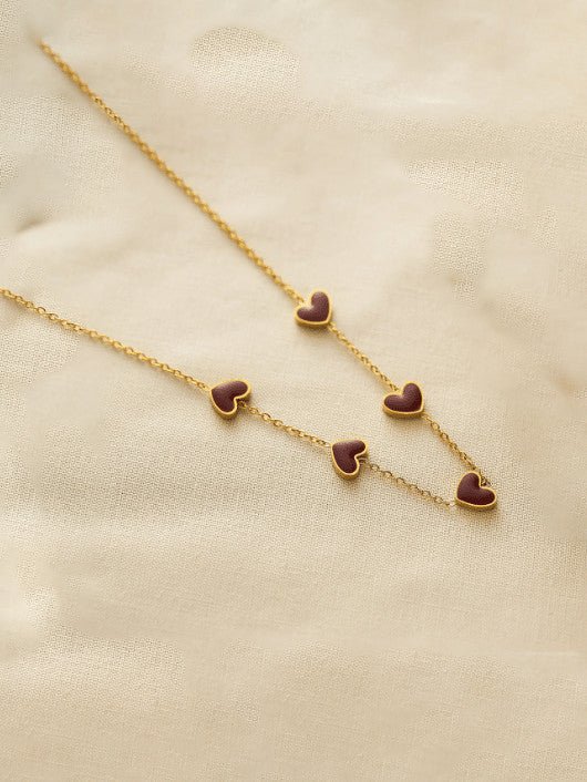 Enamel Heart Minimalist Necklace Gold Plated | TARA MINI - TARA MINI