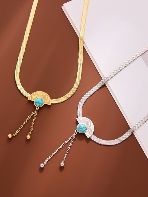 Turquoise Tassel Necklace Vintage Gold | TARA MINI - TARA MINI