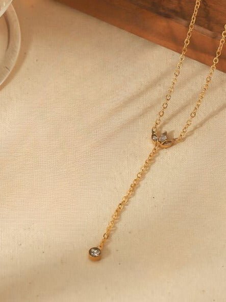 Cubic Zirconia Flower Drop Necklace Gold | TARA MINI - TARA MINI