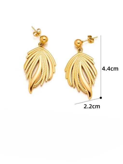 Gold Leaf Textured Drop Earrings for Women | TARA MINI - TARA MINI