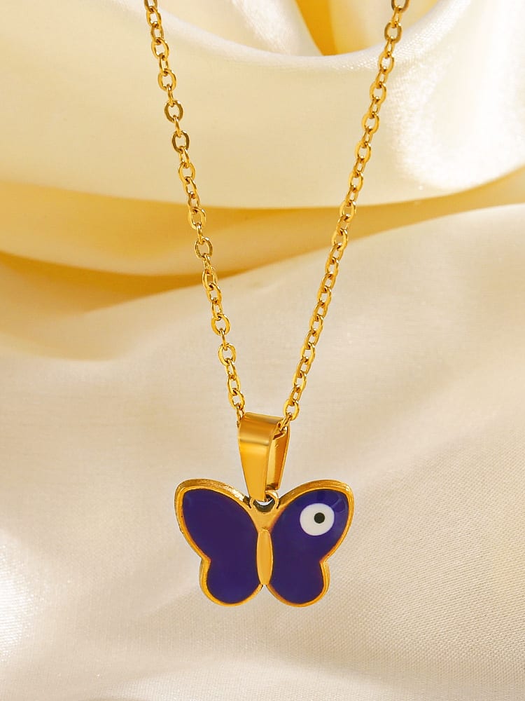 Enamel Butterfly Vintage Necklace for Women 18K | TARA MINI - TARA MINI