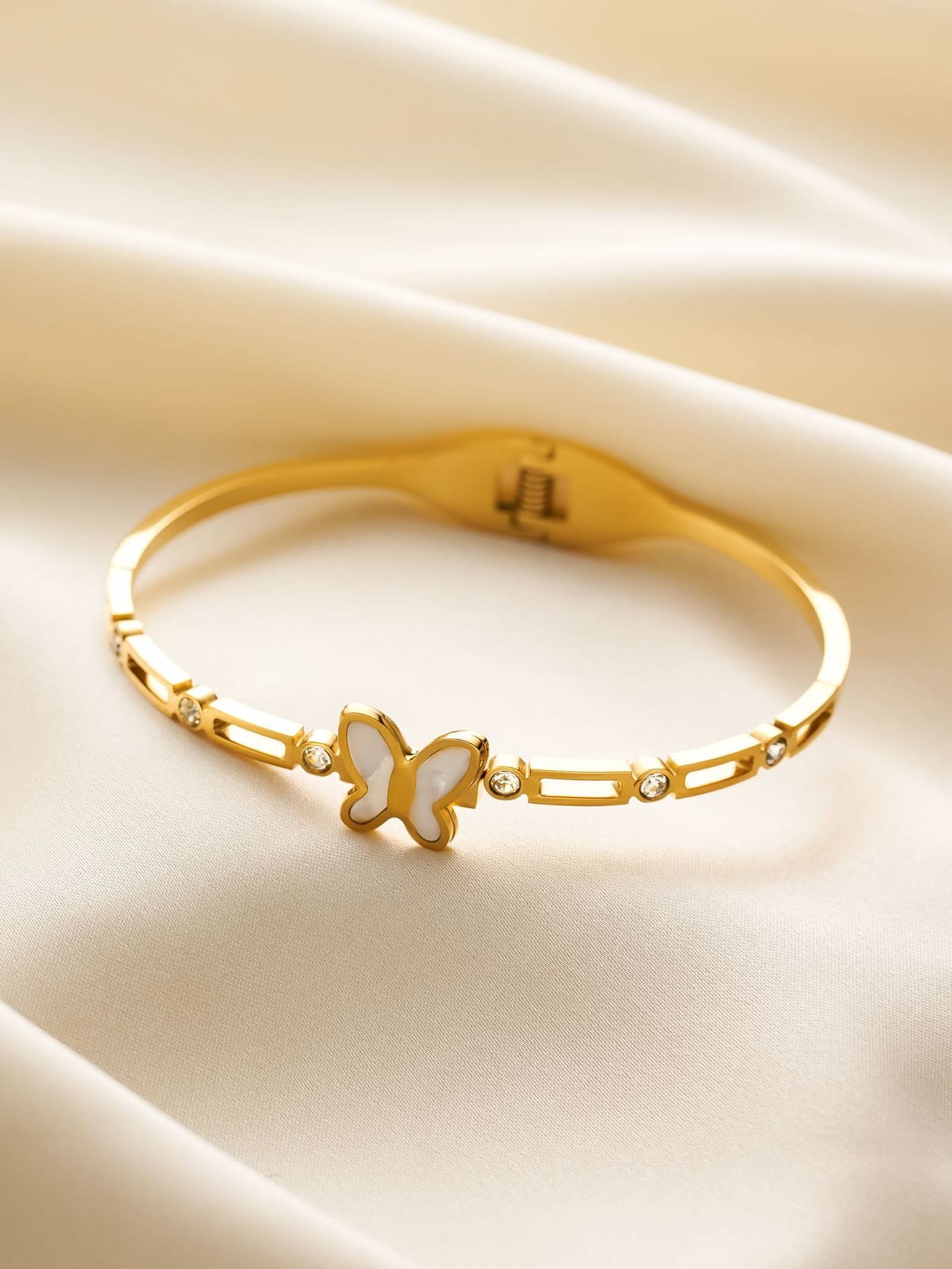 Golden Butterfly Band Bangle Mother of Pearl | TARA MINI - TARA MINI