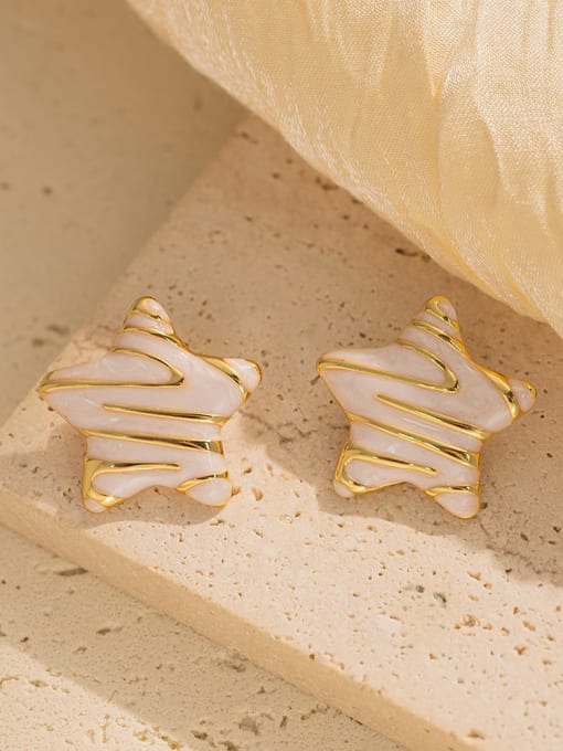 Mint Green Enamel Star Stud Earrings for Women | TARA MINI - TARA MINI