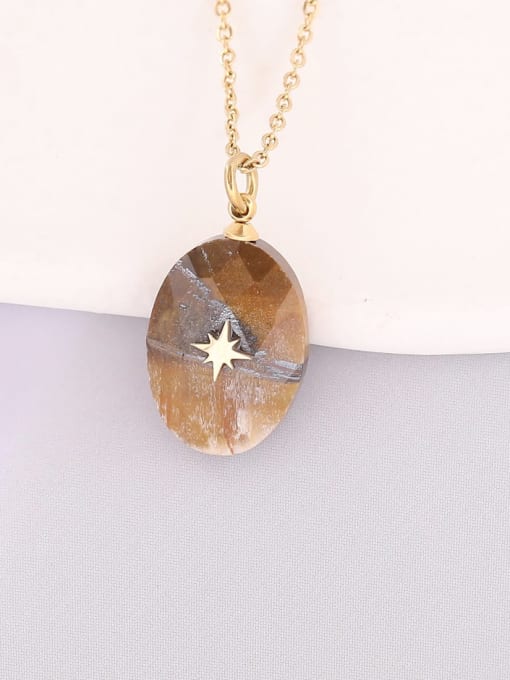 Golden Sunburst Oval Stone Necklace | TARA MINI - TARA MINI