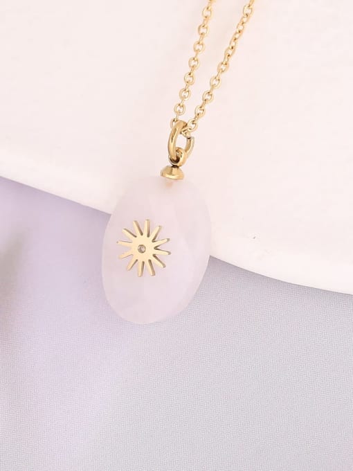 Golden Sunburst Oval Stone Necklace | TARA MINI - TARA MINI