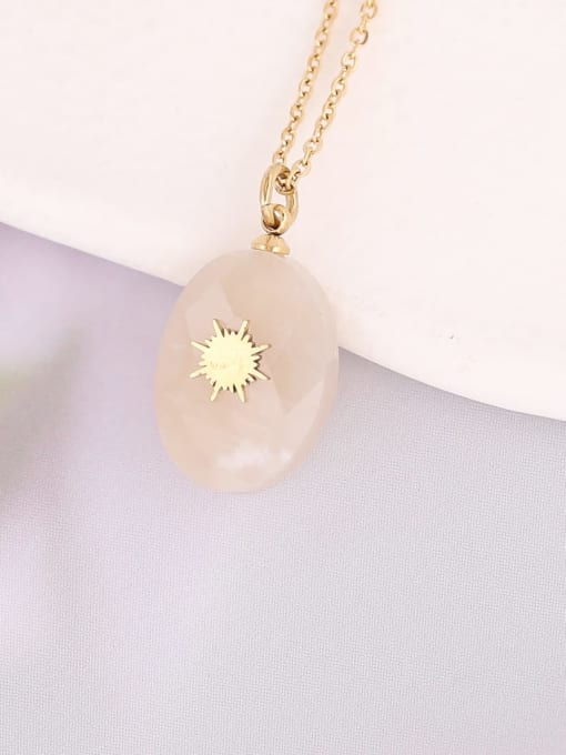 Golden Sunburst Oval Stone Necklace | TARA MINI - TARA MINI