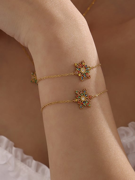 Snowflake Cubic Zirconia Bracelet Gold | TARA MINI - TARA MINI