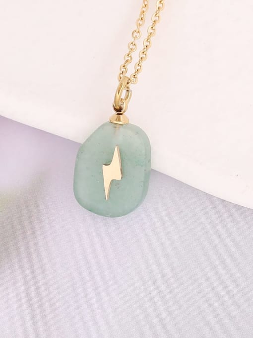 Lightning Bolt Green Stone Necklace | TARA MINI - TARA MINI