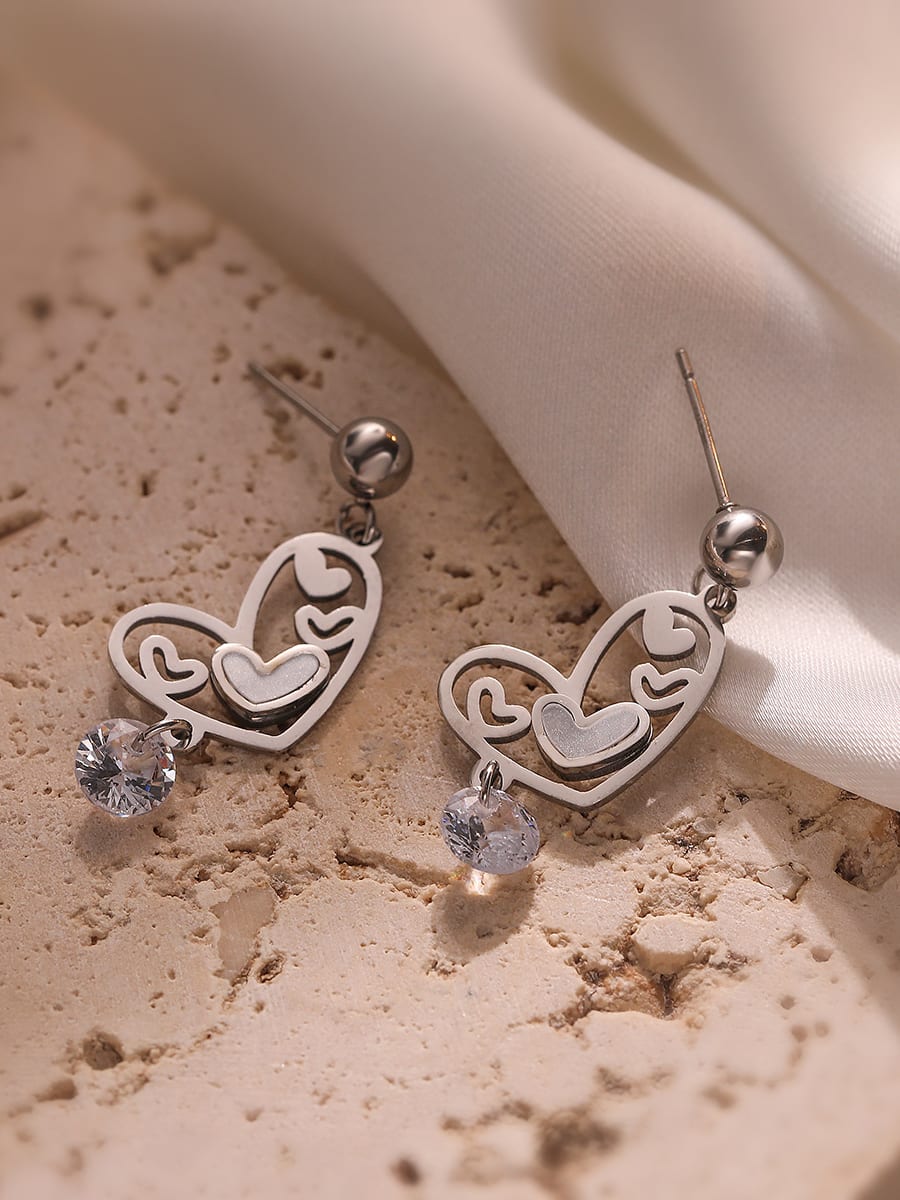 Heart Hip Hop Drop Earrings Gold & Silver | TARA MINI - TARA MINI