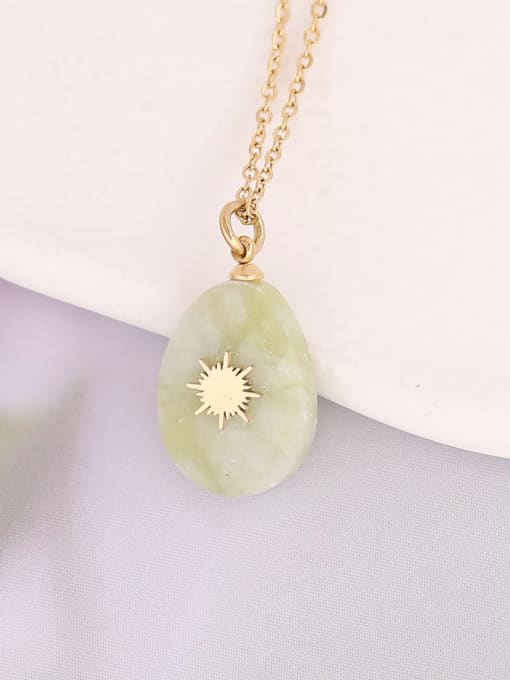 Golden Sunburst Stone Pendant Necklace | TARA MINI - TARA MINI