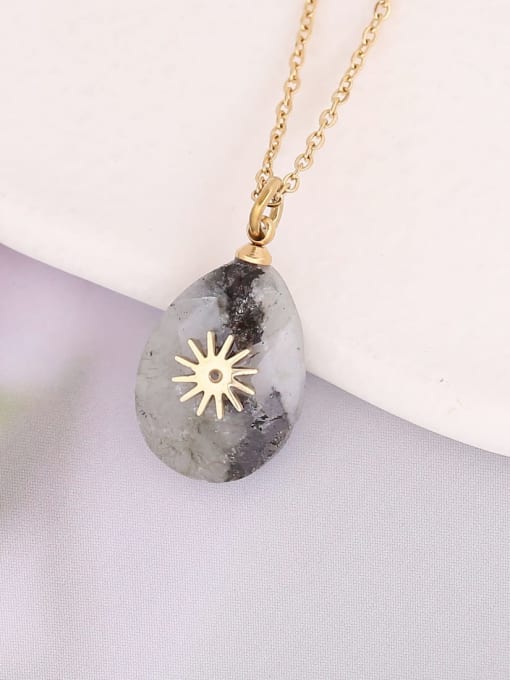 Golden Sunburst Stone Pendant Necklace | TARA MINI - TARA MINI