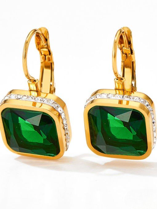 Geometric Square-Cut Zirconia Earrings Gold | TARA MINI - TARA MINI