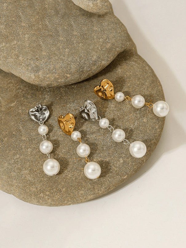 Heart Pearl Drop Earrings | TARA MINI - TARA MINI